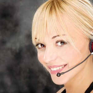 Blond woman as a telephone operator